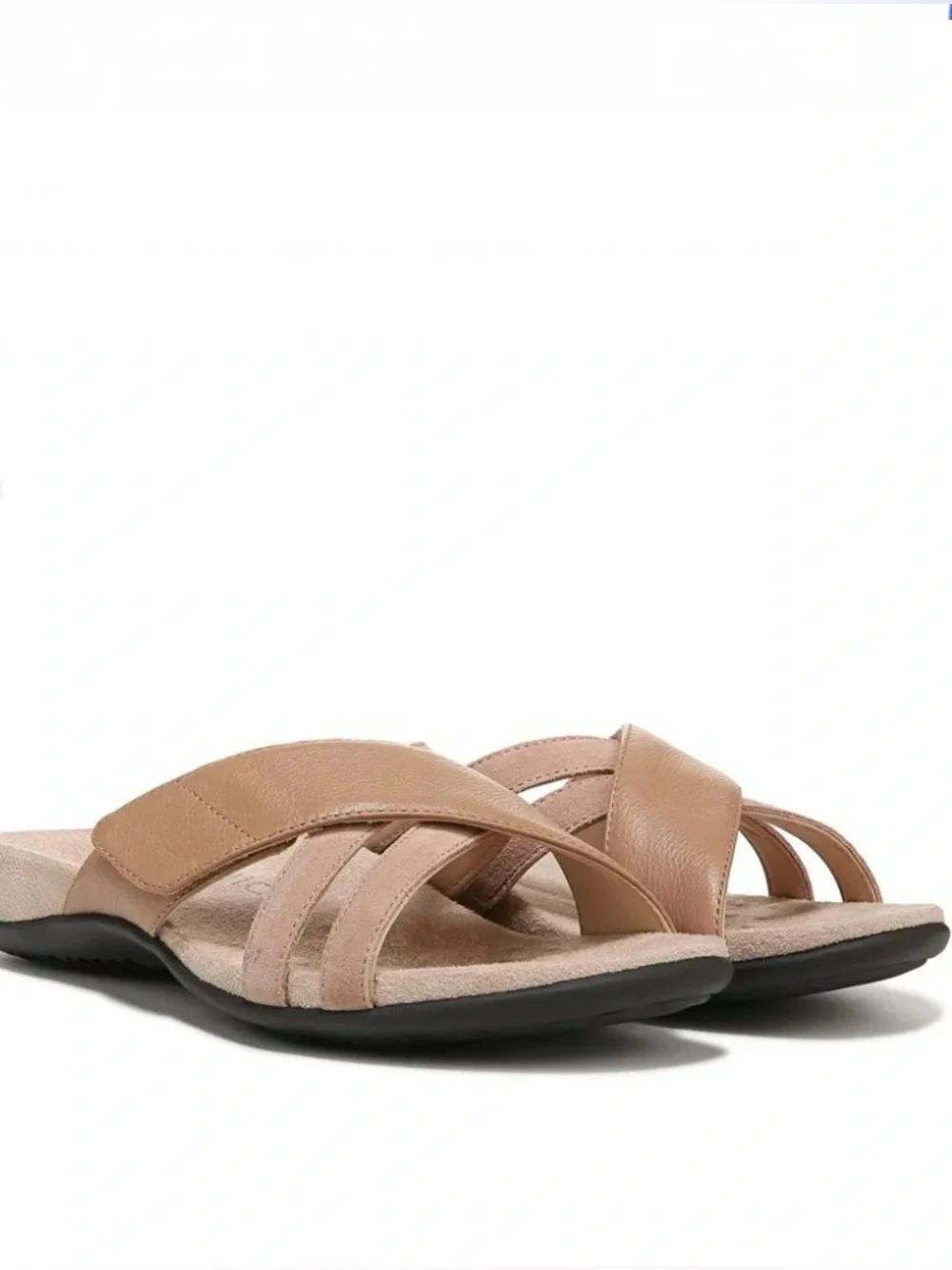 Vionic Zarie Sandals Women's 8 Leather Slide Strap Tan Macaroon